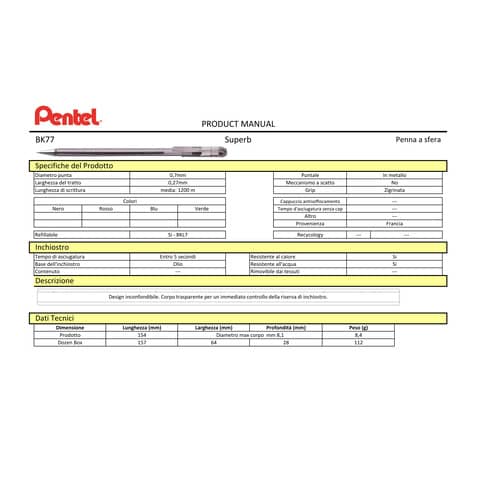 pentel-penna-sfera-cappuccio-superb-0-7-mm-nero-bk77-a