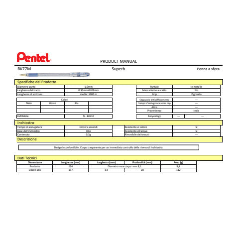 pentel-penna-sfera-superb-punta-media-1-mm-conf-12-pezzi-blu-bk77m-c