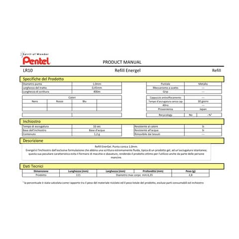 pentel-refill-energel-punta-1-mm-tratto-0-45-mm-nero-lr10-ax