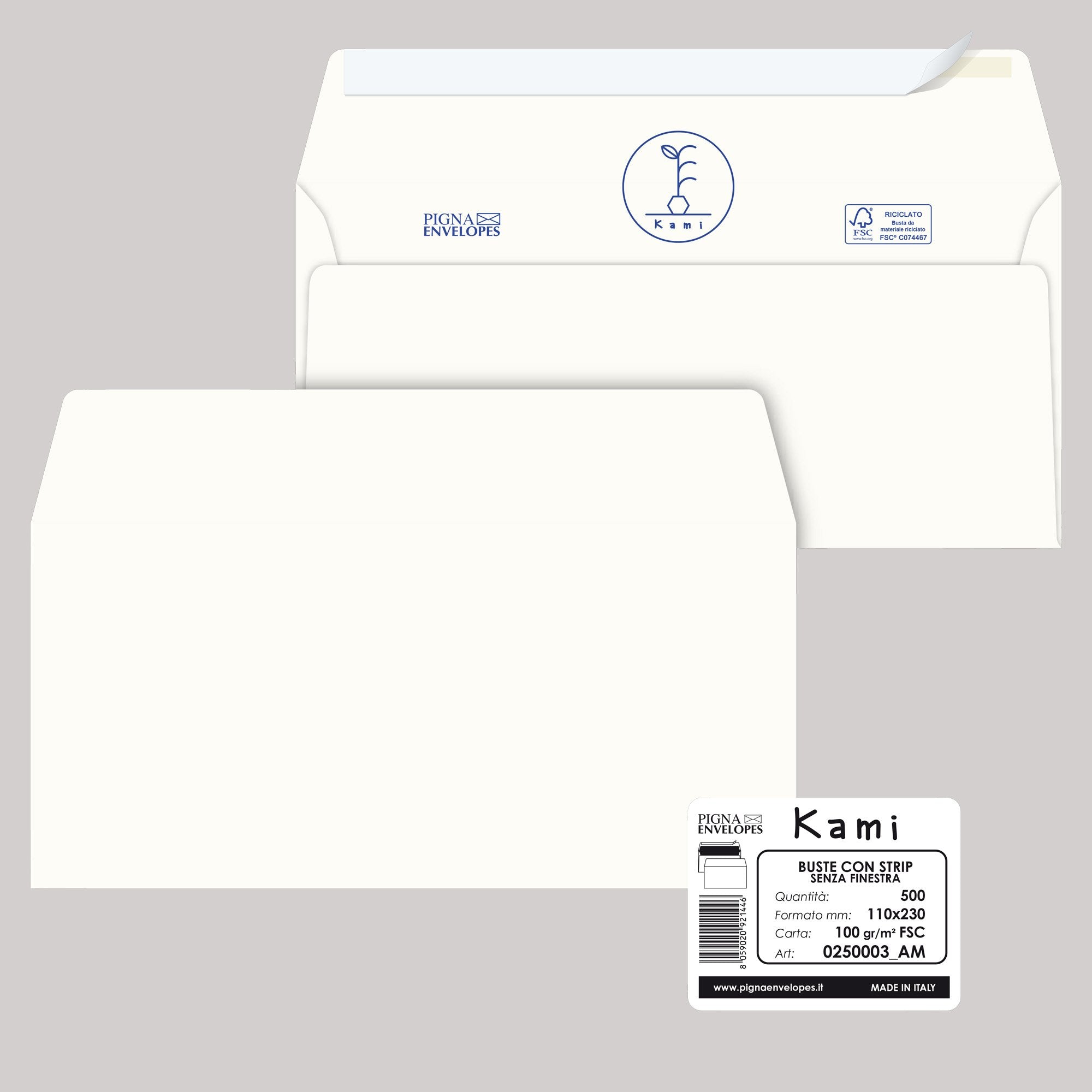 pigna-500-buste-bianche-carta-riciclata-strip-110x230mm-s-finestra-100gr-kami
