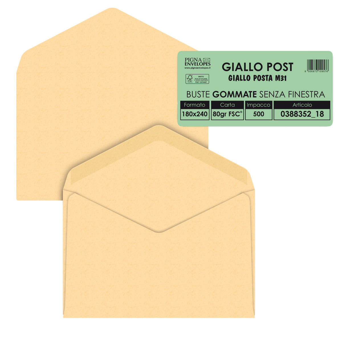 pigna-500-buste-gialle-180x240mm-80gr-posta