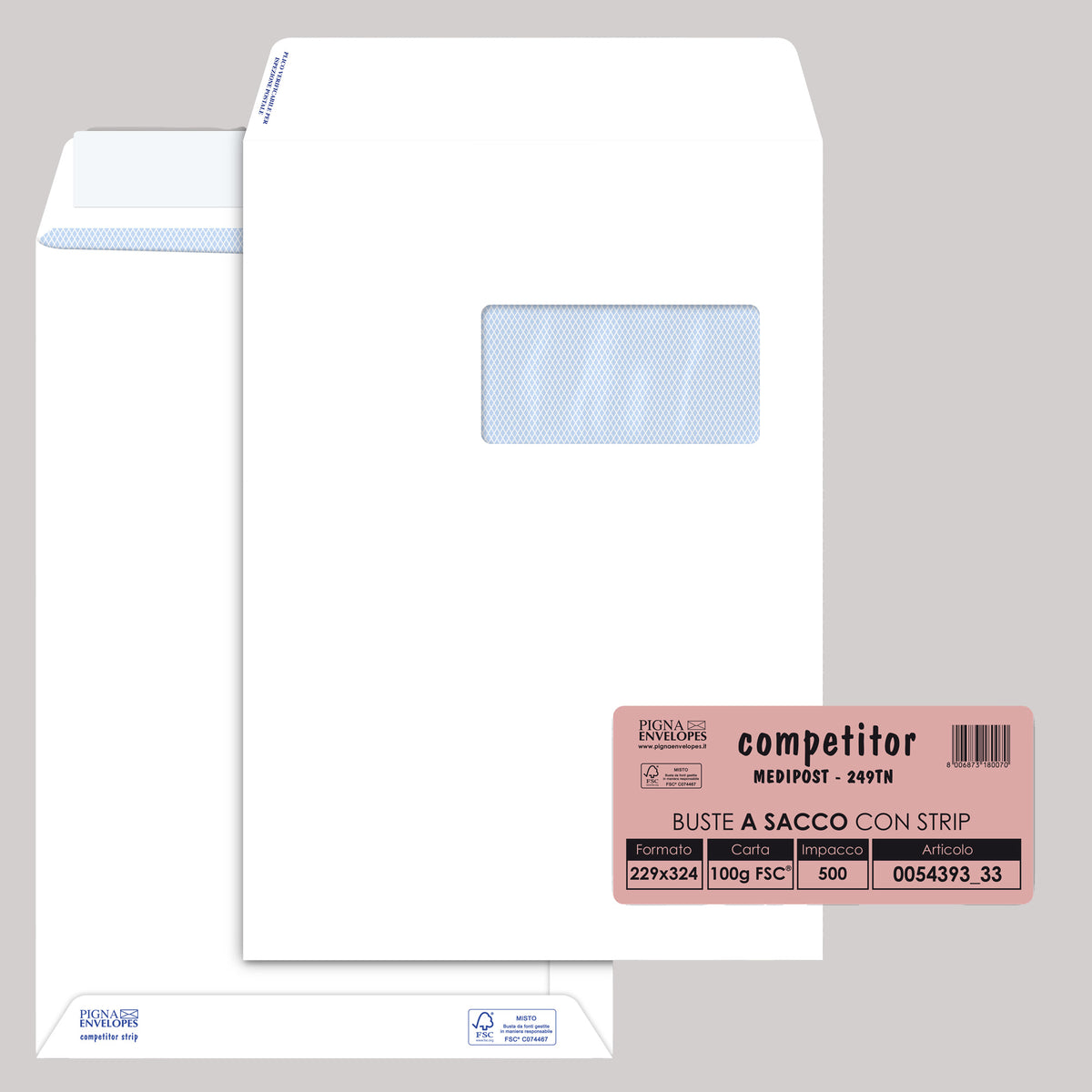 pigna-500-buste-sacco-bianche-229x324mm-c-finestra-100gr-adesiva-competitor