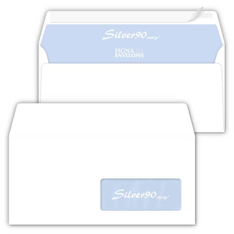 pigna-envelopes-buste-finestra-silver90-strip-90-g-mq-110x230-mm-bianco-conf-50-buste-0062711