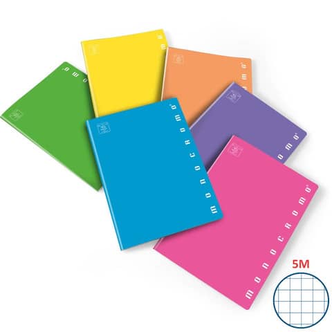 pigna-quaderno-42-fogli-monocromo-fluo-a4-quadretti-5m-assortiti-02267925m