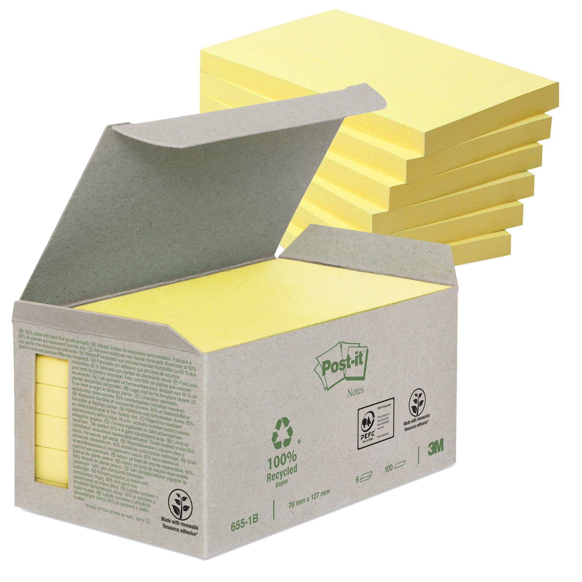 post-it-blocco-100foglietti-notes-green-76x127mm-655-1b-giallo