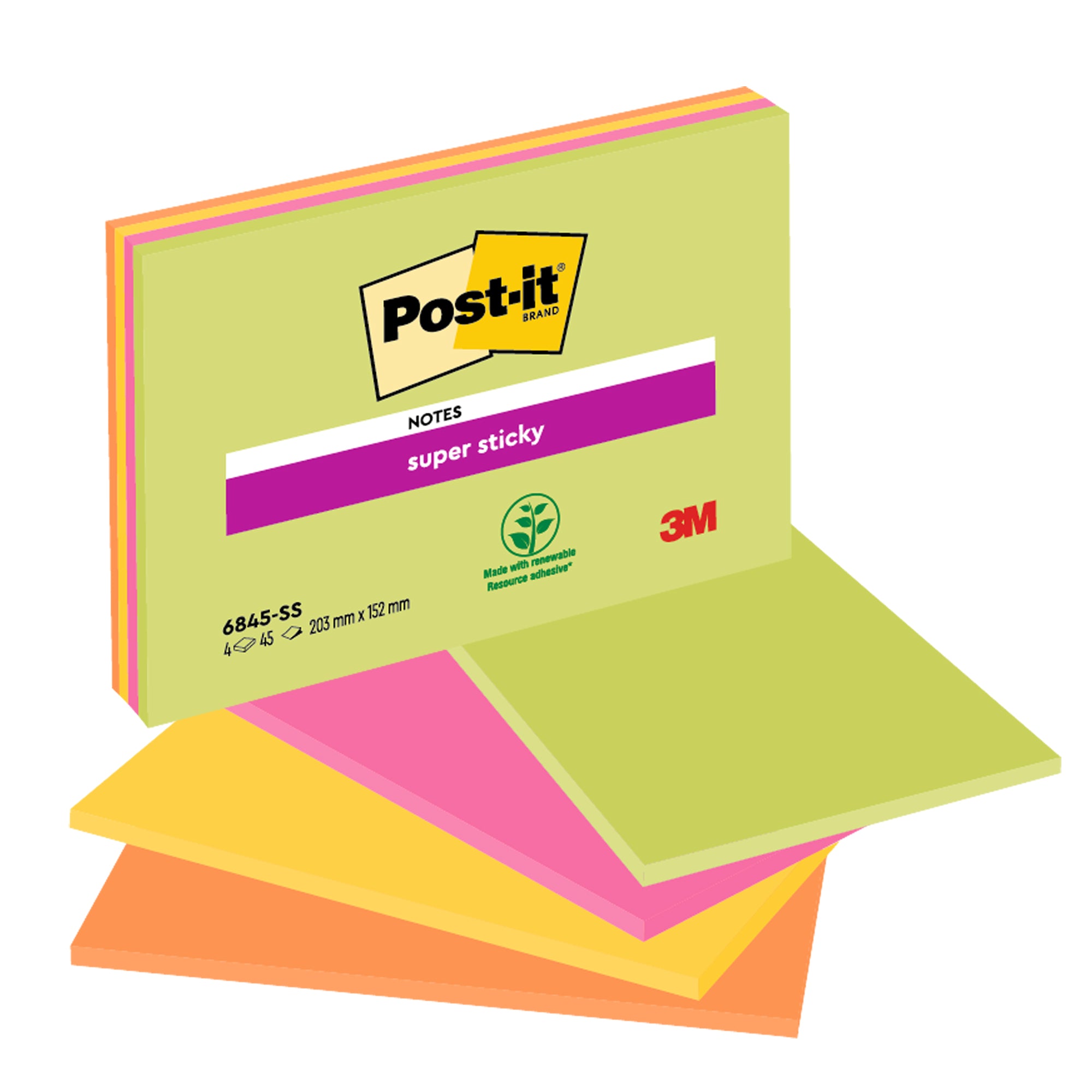 post-it-blocco-45foglietti-super-sticky-203x152mm-meeting-note-neon-6845-ssp