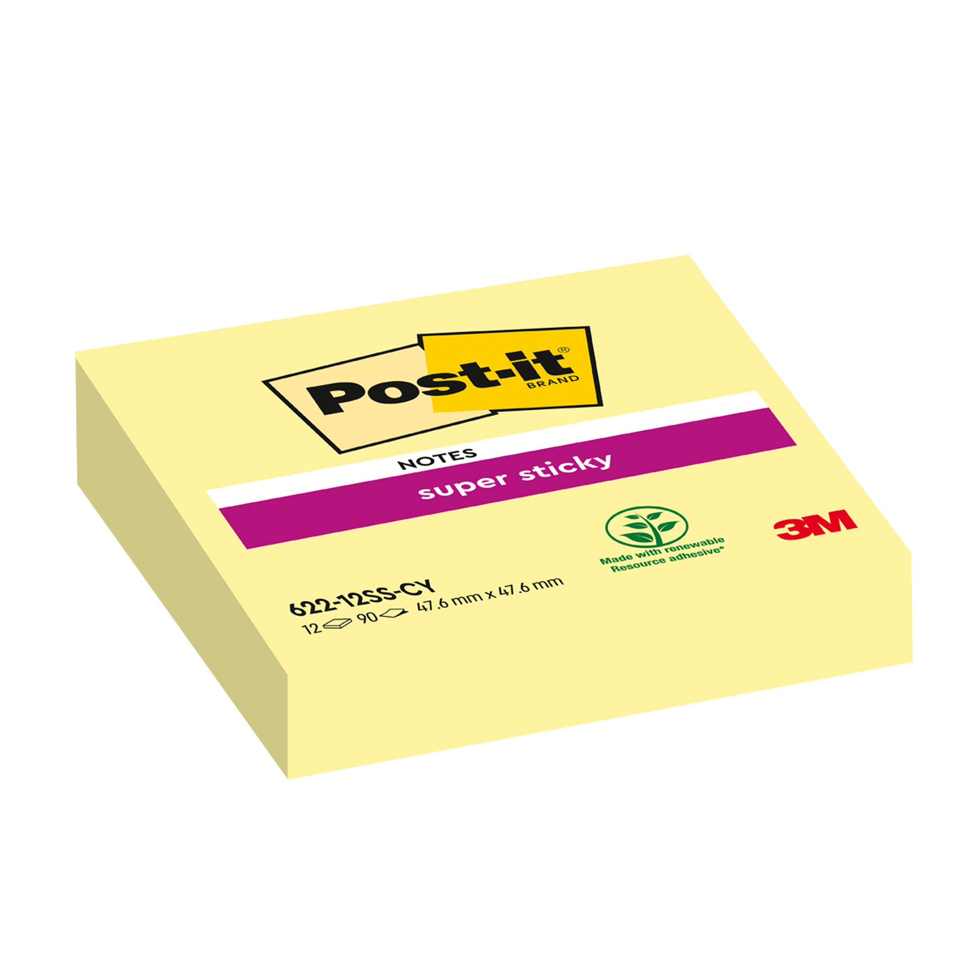 post-it-blocco-90foglietti-super-sticky-giallo-canary-47-6x47-6mm-622-12ss-cy