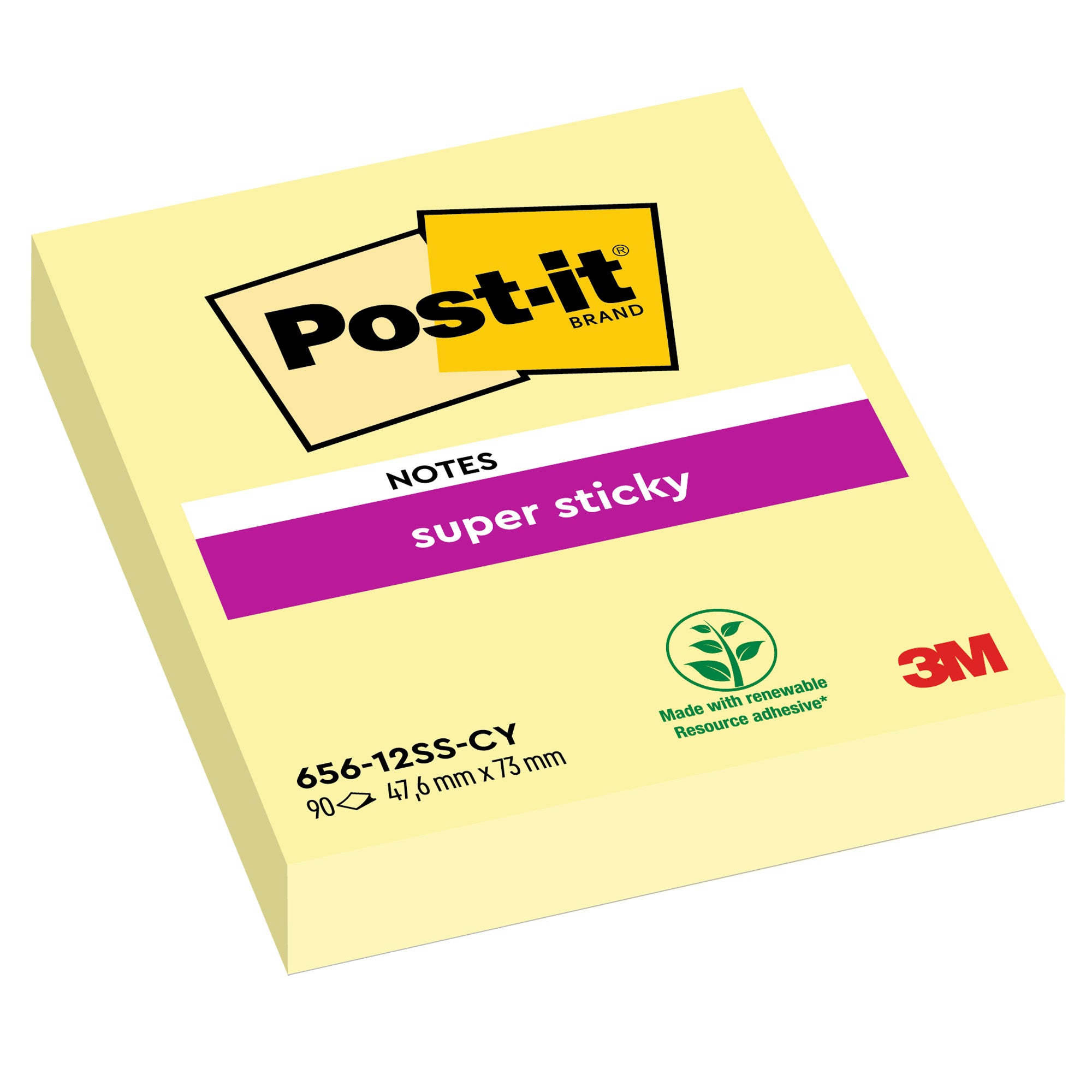 post-it-blocco-90foglietti-super-sticky-giallo-canary-47-6x76mm-656-12ss-cy-eu