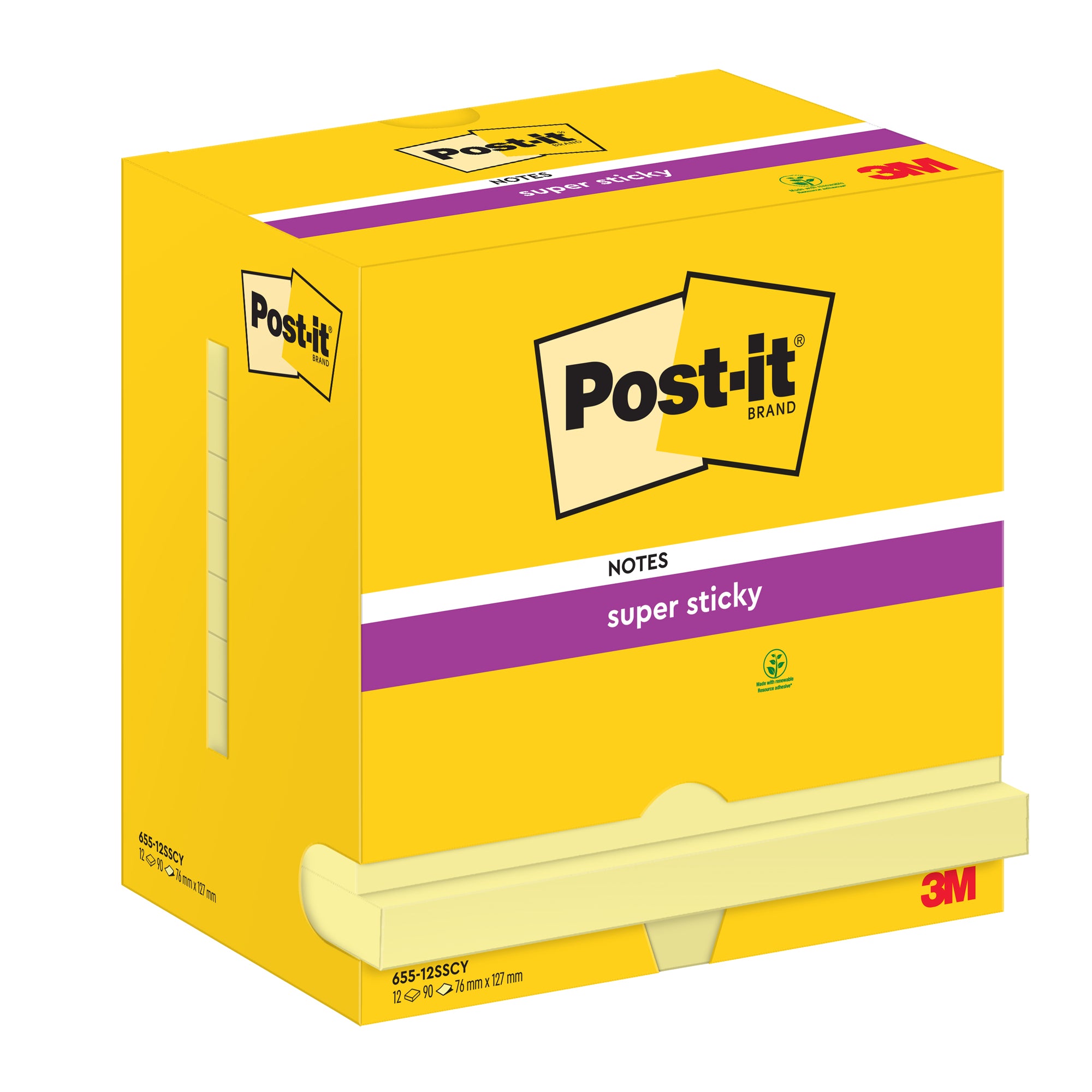 post-it-blocco-90foglietti-supersticky-giallo-canary-76x127mm-655-12ss-cy