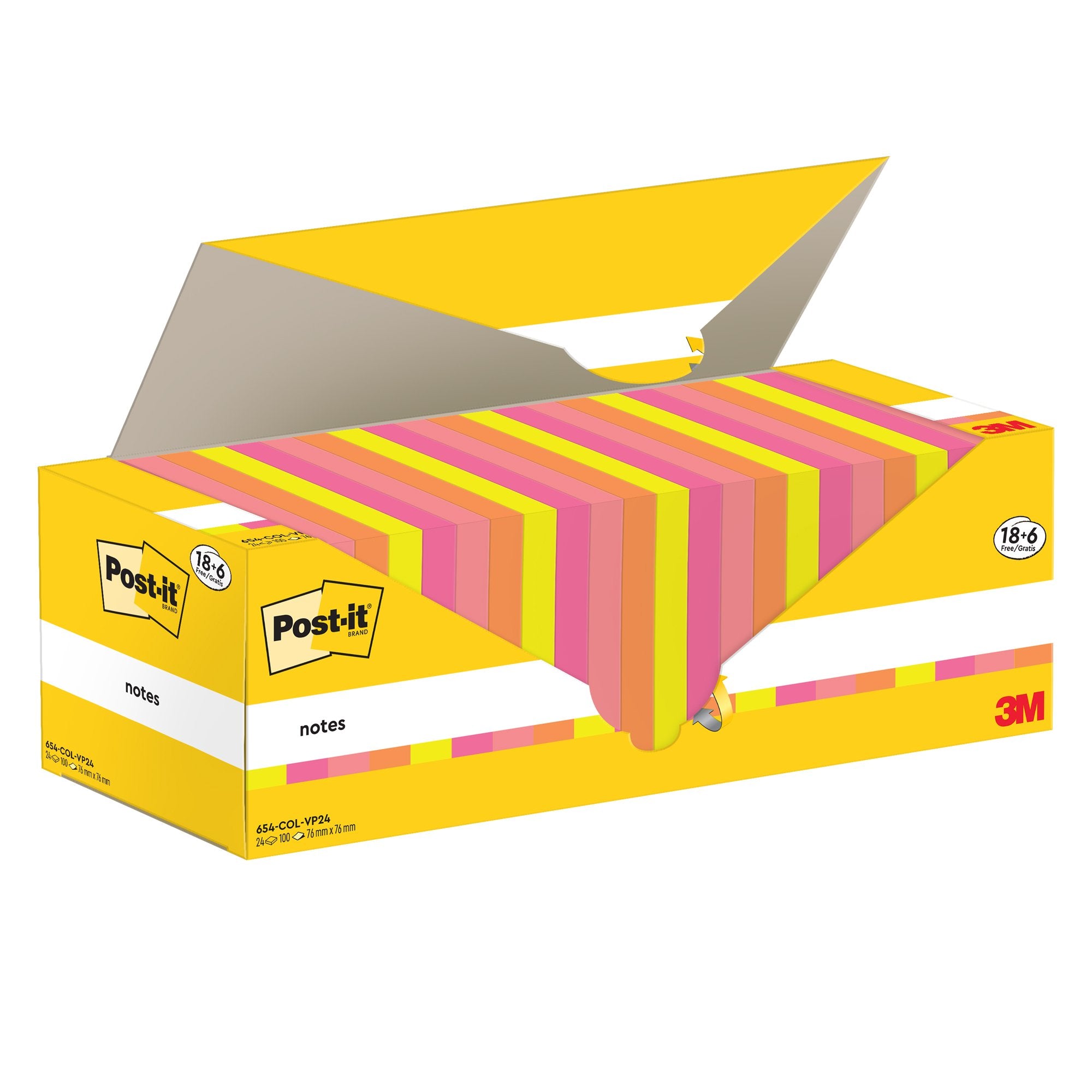 post-it-cf-24pz-blocco-90fg-super-sticky-76x76mm-654-col-vp24-colori-ass-