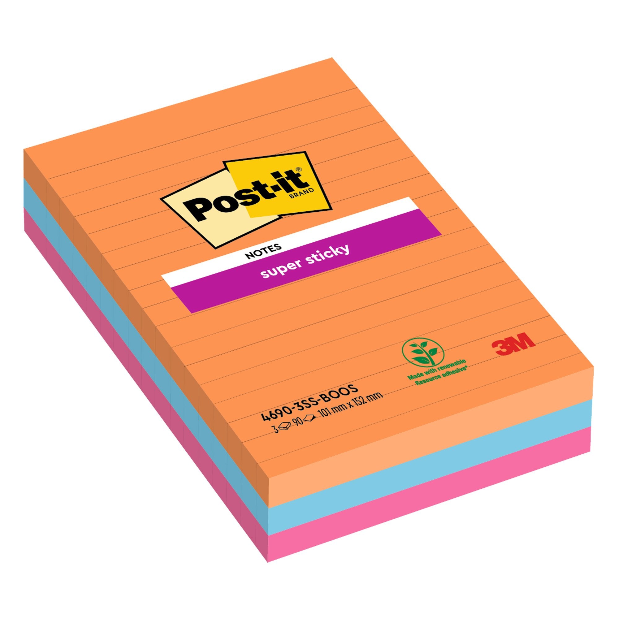 post-it-cf-3pz-blocco-90fg-super-sticky-righe-101x152mm-4690-3ss-boos-boost