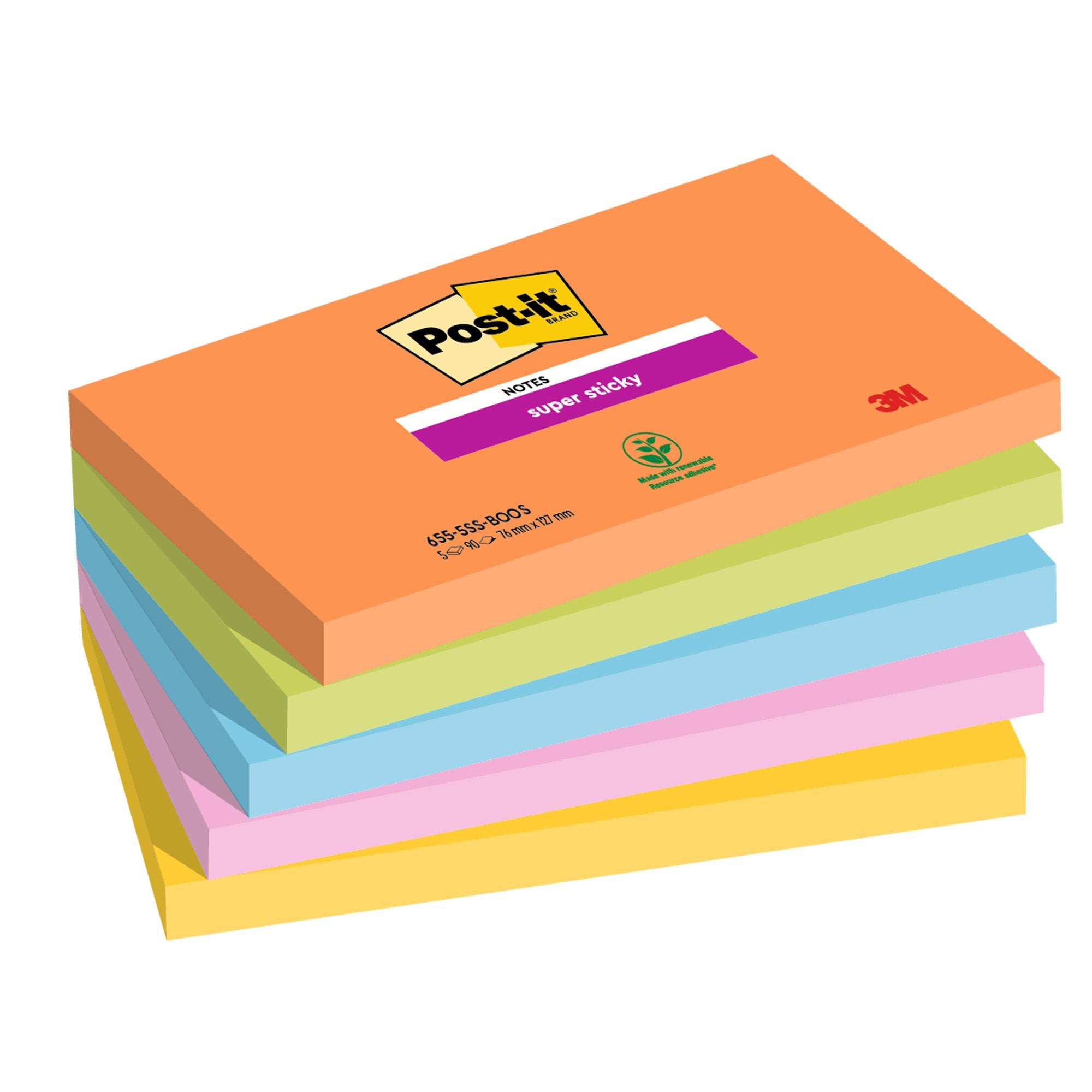 post-it-cf-5pz-blocco-90fg-super-sticky-76x127mm-655-5ss-boos-boost