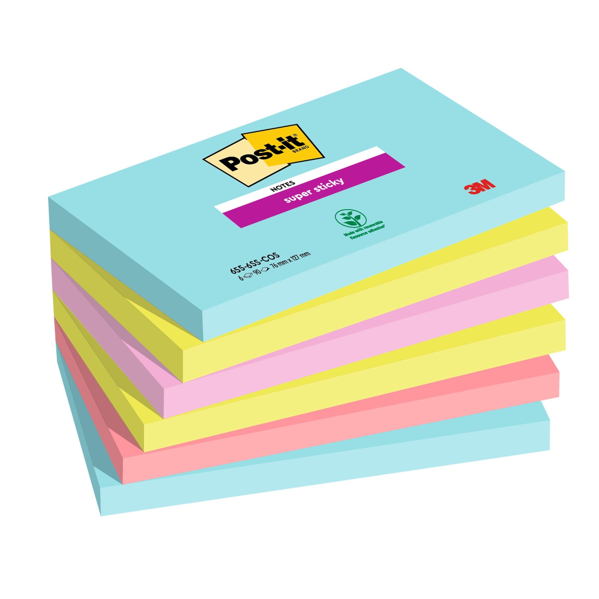 post-it-cf-6pz-blocco-90foglietti-super-sticky-76x127mm-655-6ss-cos-cosmic