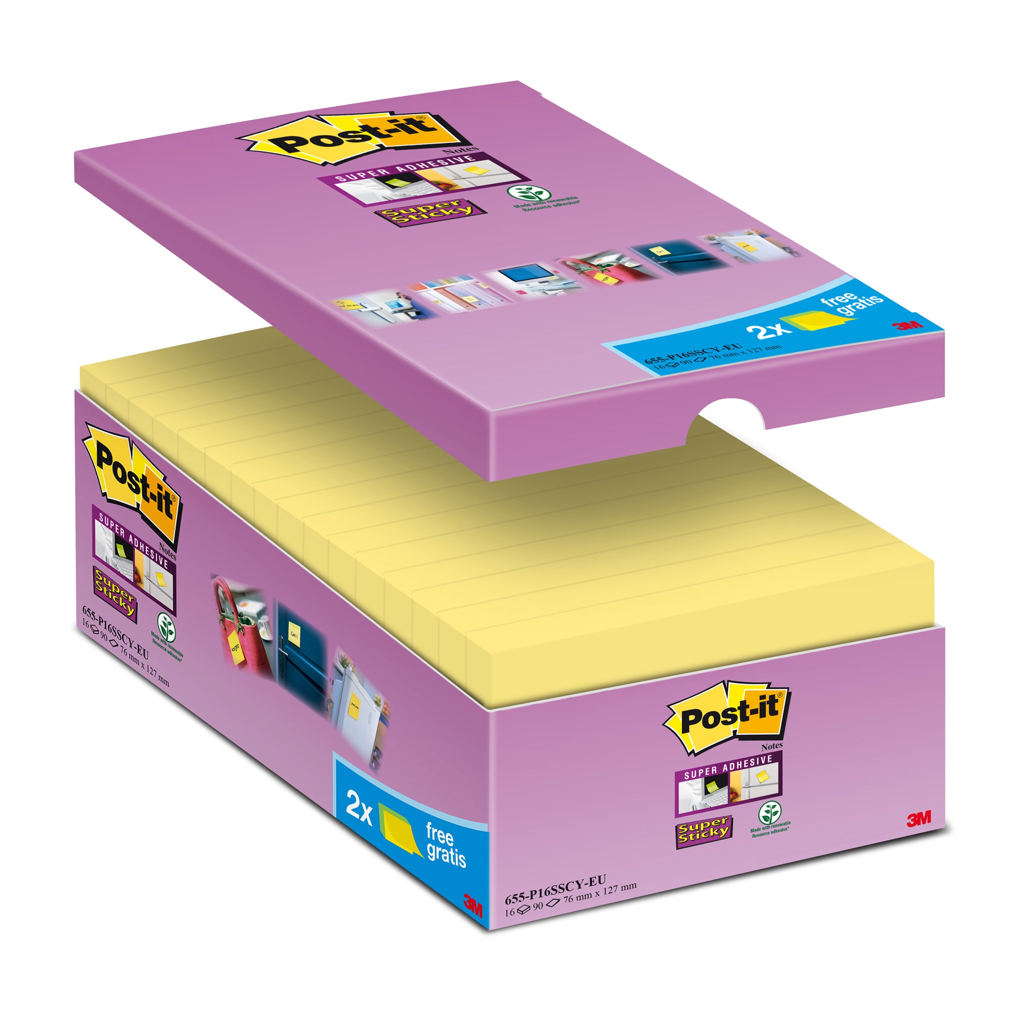 post-it-value-pack-142-blocco-90fg-super-sticky-giallo-canary-76x127mm
