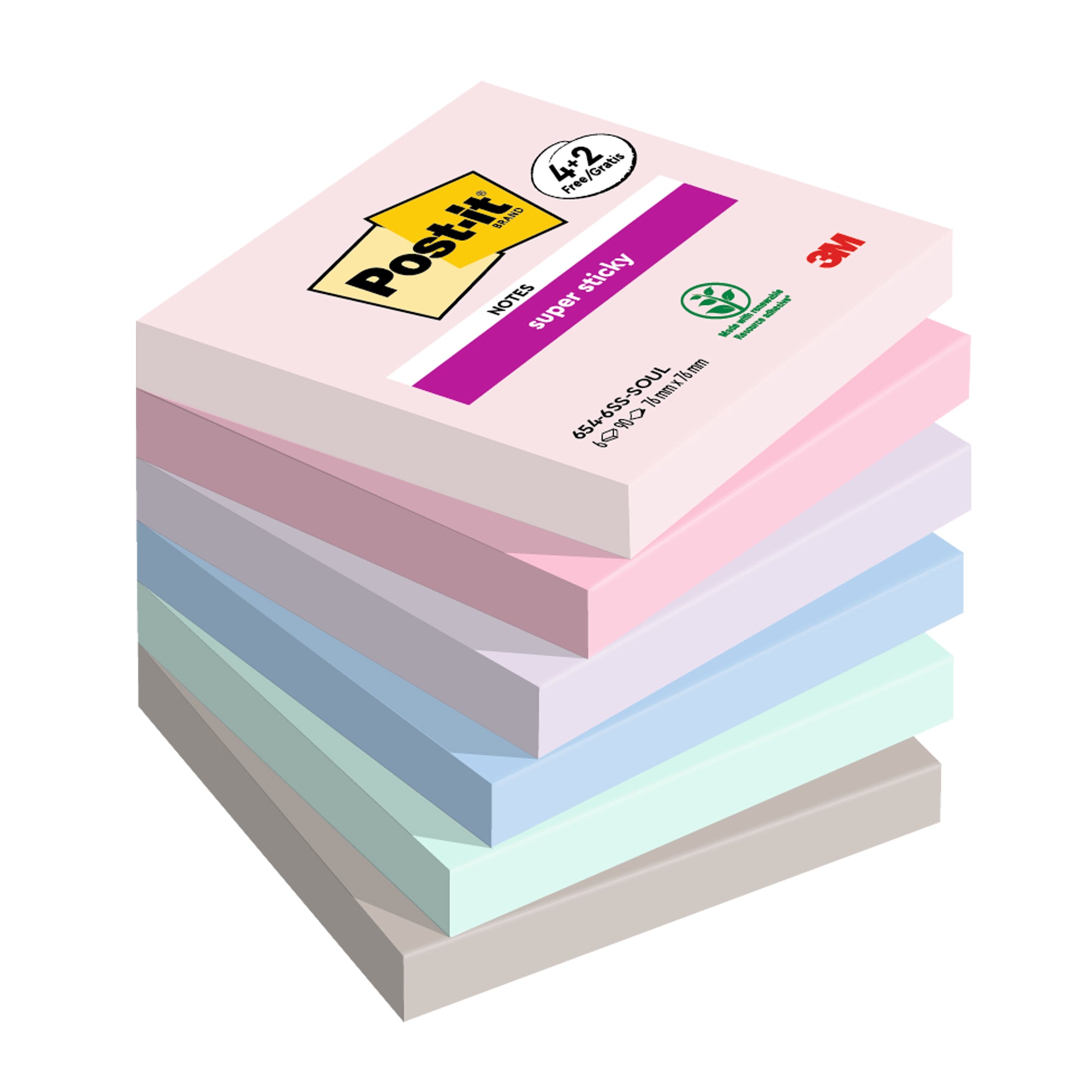 post-it-valuepack-42-super-sticky-soulful-76x76-mm-90-foglietti-blocchetto