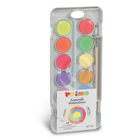 primo-acquerelli-speciali-diametro-30-mm-conf-12-colori-fluo-metallizzati-assortiti-115a12fm