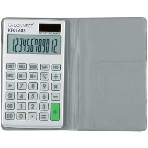 q-connect-calcolatrice-tascabile-solare-batteria-12-cifre-grigio-kf01603