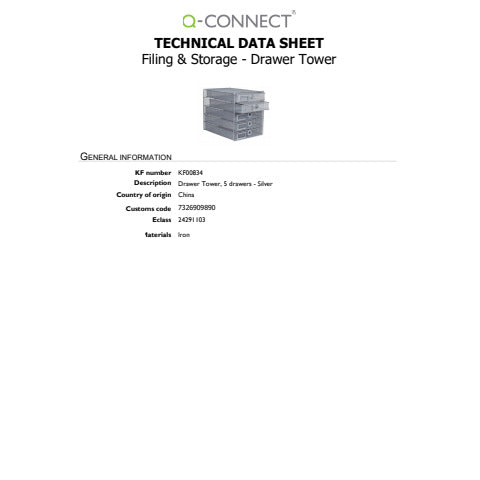 q-connect-cassettiera-5-cassetti-35x27x31-cm-argento-kf00834