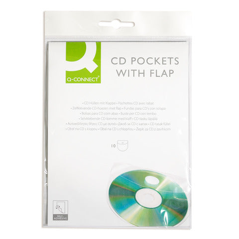 q-connect-custodia-autoadesiva-cd-dvd-12-6x12-6-cm-trasparente-conf-10-pezzi-kf27032