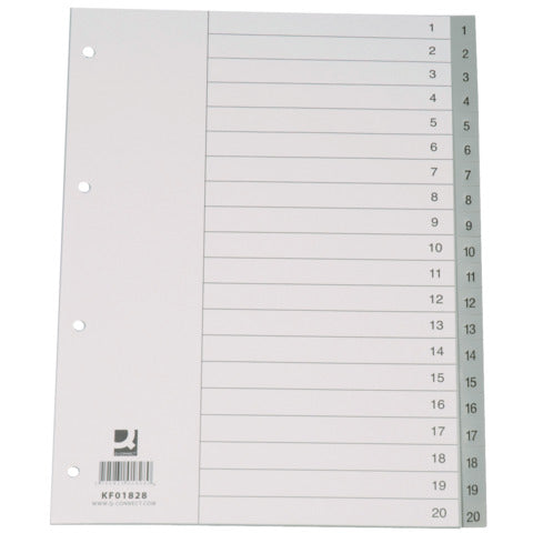 q-connect-divisore-numerico-grigio-22-5x29-7-cm-ppl-1-20-kf01828