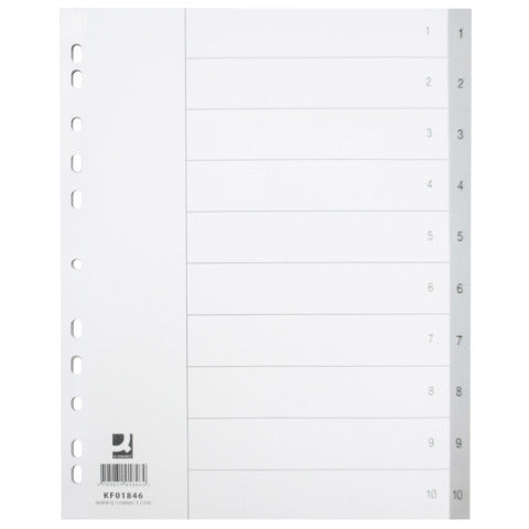 q-connect-divisore-numerico-grigio-xl-24-5x29-7-cm-ppl-1-10-kf01846