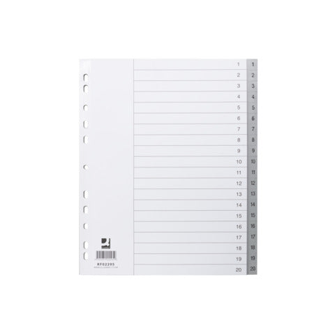 q-connect-divisore-numerico-grigio-xl-24-5x29-7-cm-ppl-1-20-kf02295