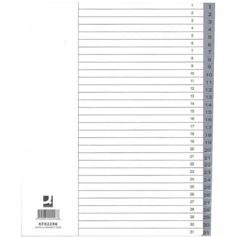 q-connect-divisore-numerico-grigio-xl-24-5x29-7-cm-ppl-1-31-kf02296