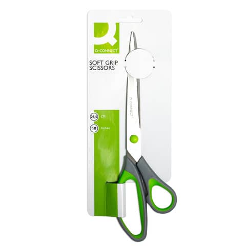 q-connect-forbici-softgrip-lame-asimmetriche-grigio-verde-24-9-cm-kf00755
