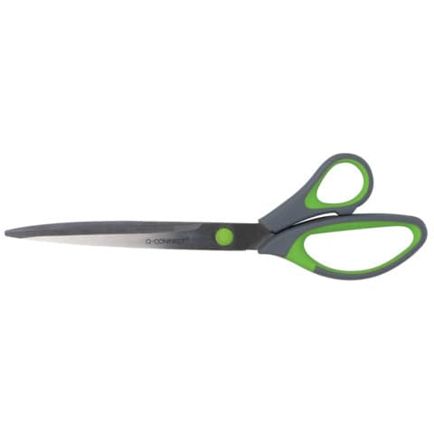 q-connect-forbici-softgrip-lame-asimmetriche-grigio-verde-24-9-cm-kf00755