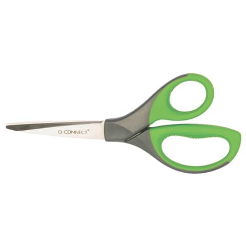 q-connect-forbici-universali-elite-softgrip-lame-asimmetriche-grigio-verde-21-cm-kf03987