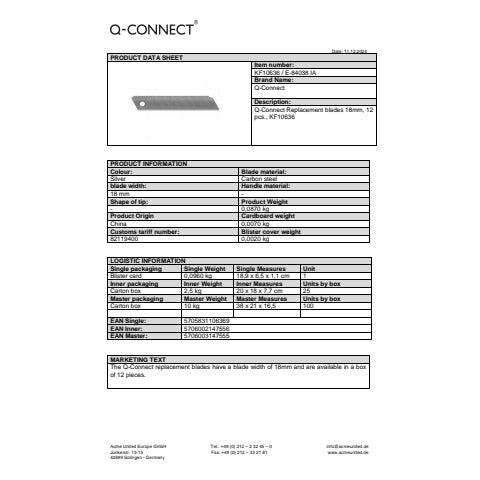 q-connect-lame-ricambio-cutter-18-mm-confezione-12-pezzi-kf10636