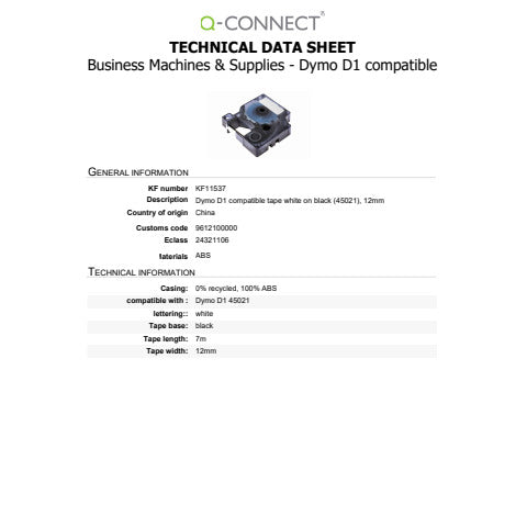 q-connect-nastro-compatibile-etichettatrici-dymo-d1-label-manager-12-mm-x-7-m-bianco-nero-kf11537