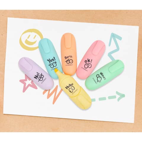 q-connect-set-mini-evidenziatori-colori-assortiti-pastello-conf-6-pezzi-kf17419