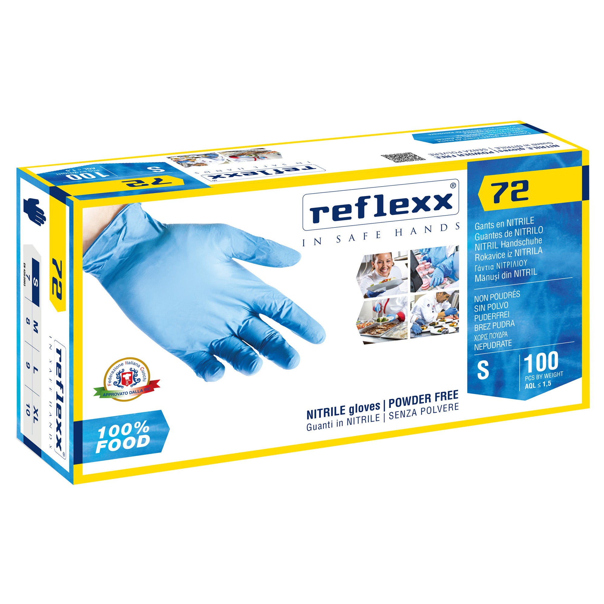 reflexx-conf-100-guanti-nitrile-r72-taglia-s-azzurri-foodline