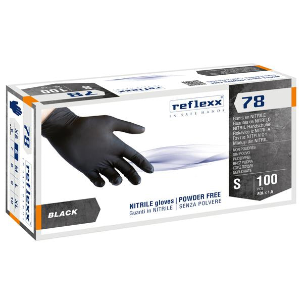 reflexx-conf-100-guanti-nitrile-r78-s-polvere-tg-s-nero