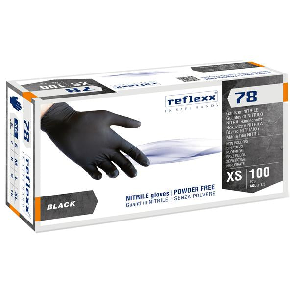 reflexx-conf-100-guanti-nitrile-r78-s-polvere-tg-xs-nero
