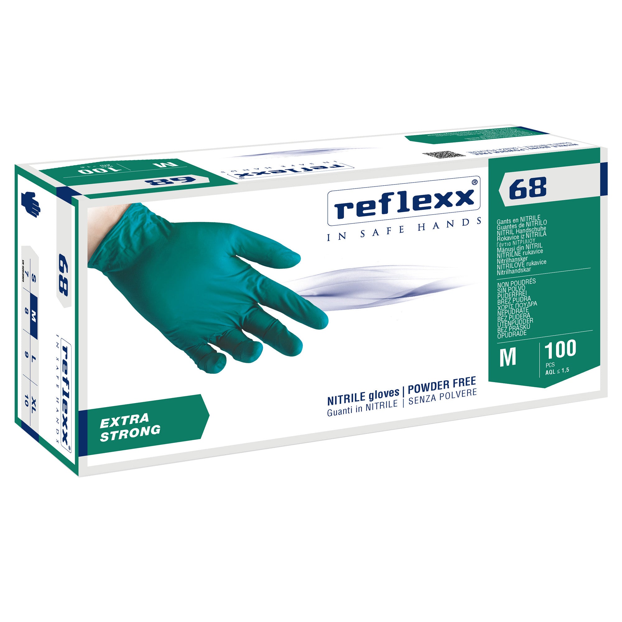reflexx-conf-100-guanti-nitrile-s-polvere-r68-taglia-m-verde