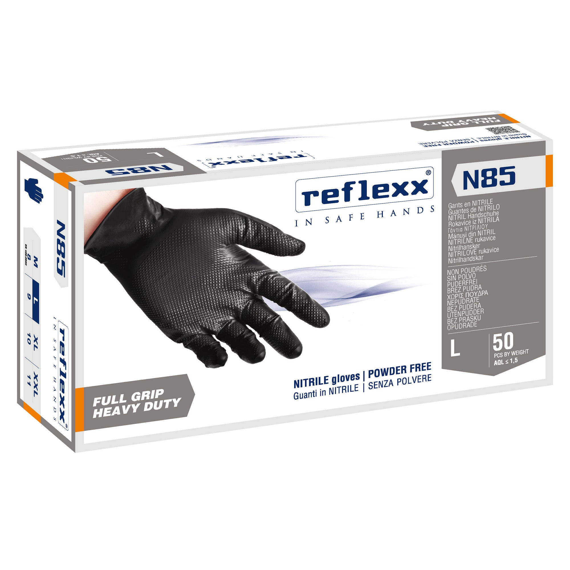 reflexx-conf-50-guanti-nitrile-n85b-nero-tg-l-ultra-resistenti
