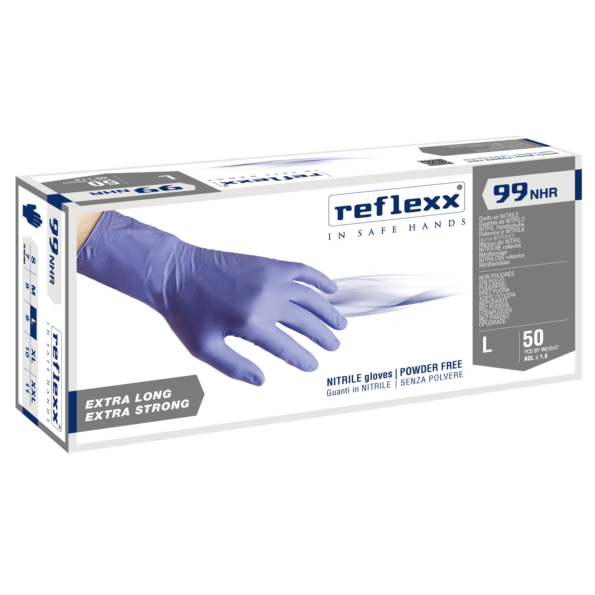 reflexx-conf-50-guanti-nitrile-r99-tg-l-ultra-resist-manichetta-lunga-indaco