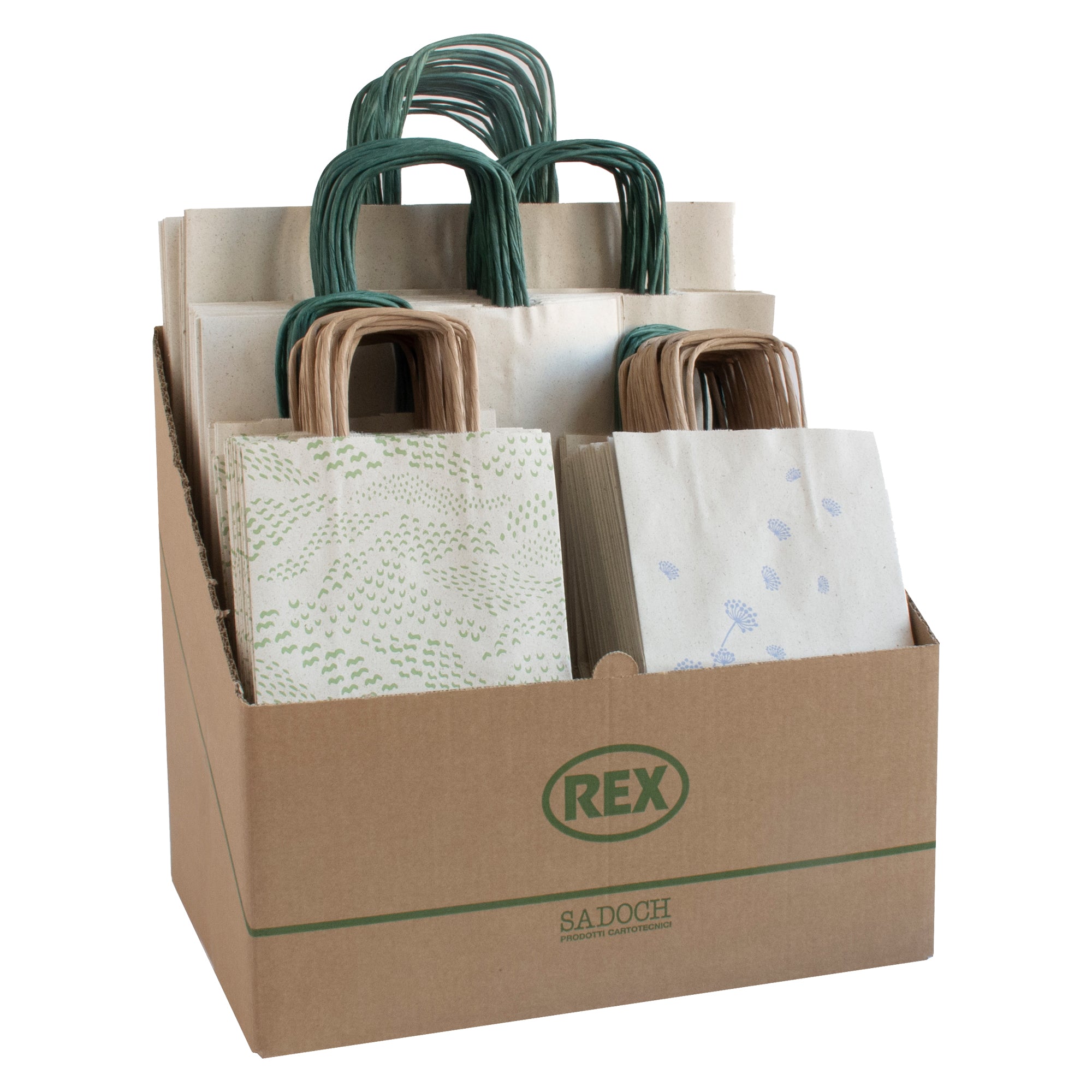 rex-sadoch-espositore-100-shopper-carta-erba-formati-assortiti-sadoch