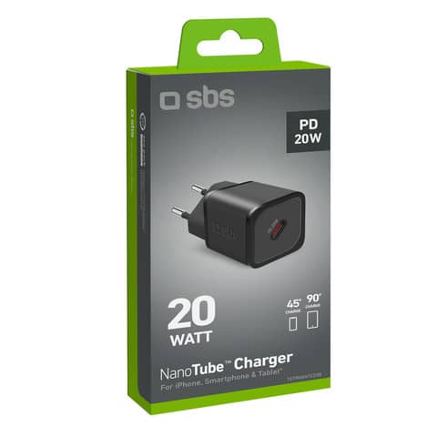 sbs-caricatore-parete-gan-1x-type-c-pd-20w-nero-tetrgan1c20k