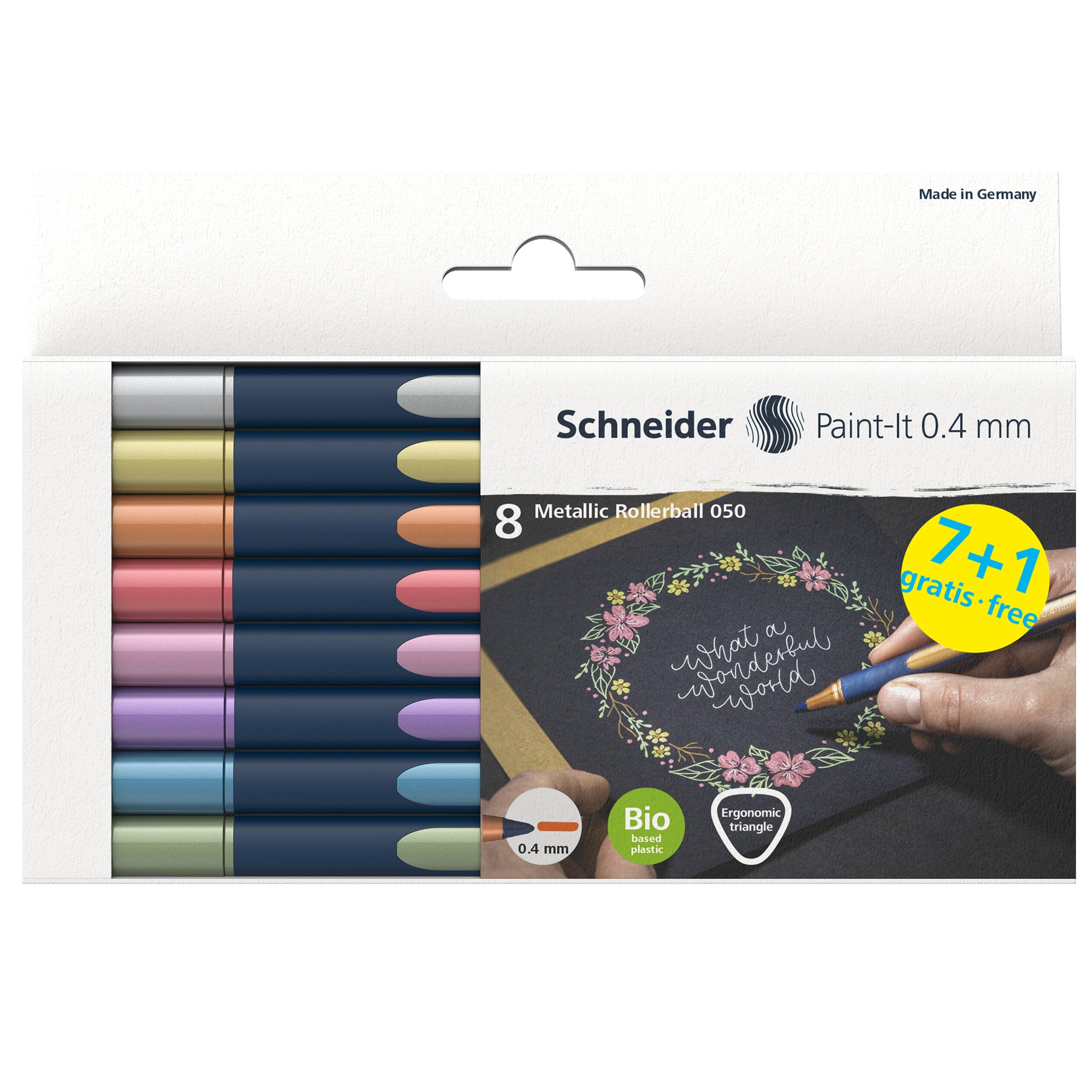 schneider-astuccio-8-metallic-roller-050-punta-0-4mm-colori-assortiti