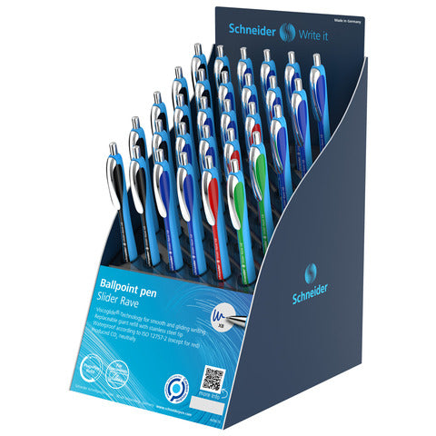 schneider-espositore-30-penne-sfera-scatto-ricaricabili-slider-rave-tratto-xb-4-colori-assortiti-p304022