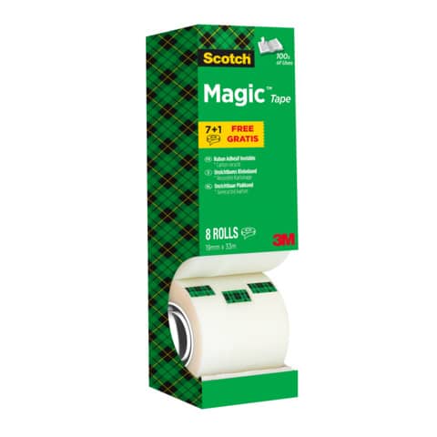 scotch-nastro-adesivo-scotch-magic-810-19-mm-x-33-m-trasparente-opaco-value-pack-7-rotoli-1-gratis-8-1933r8