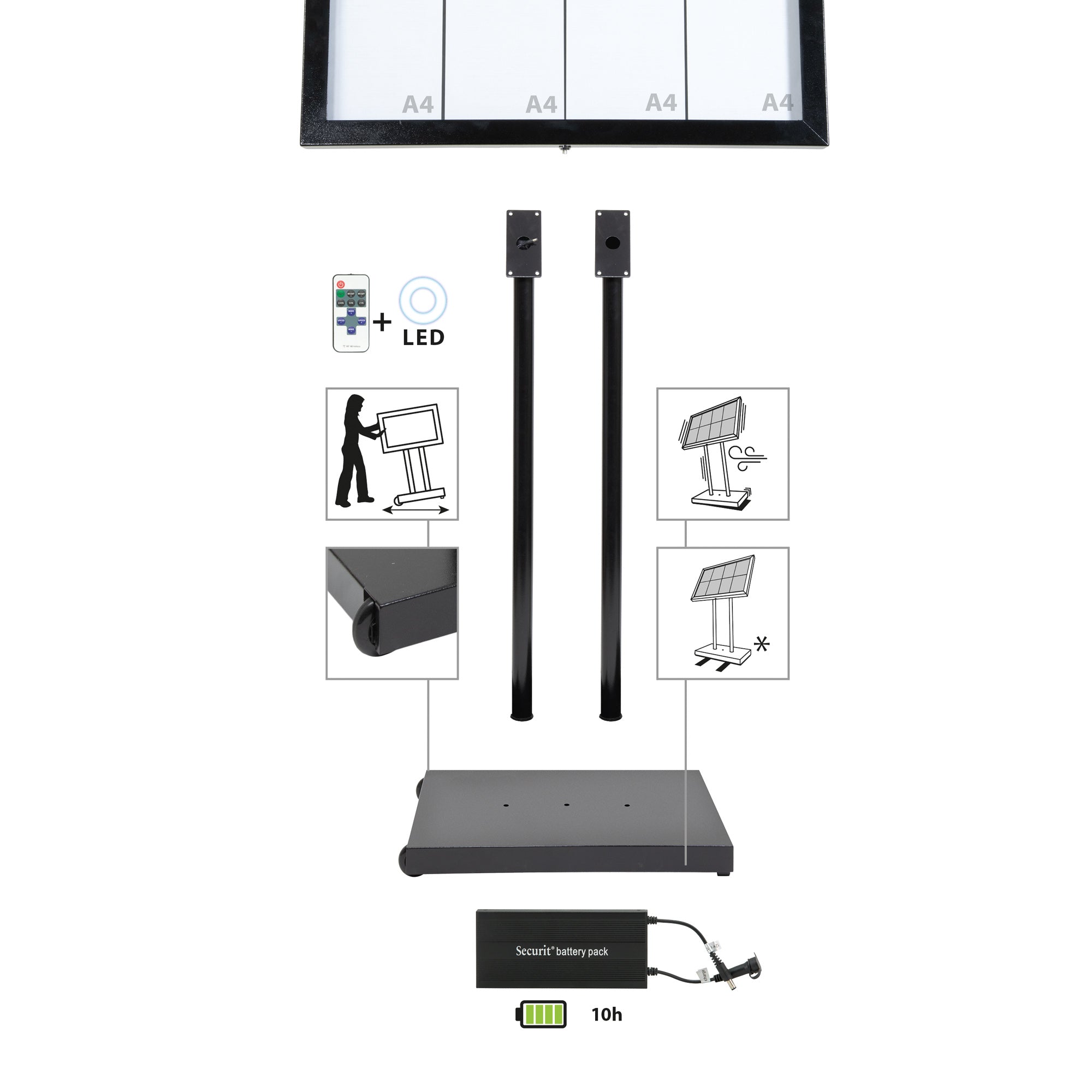 securit-piedini-base-espositore-led-8xa4-esterni