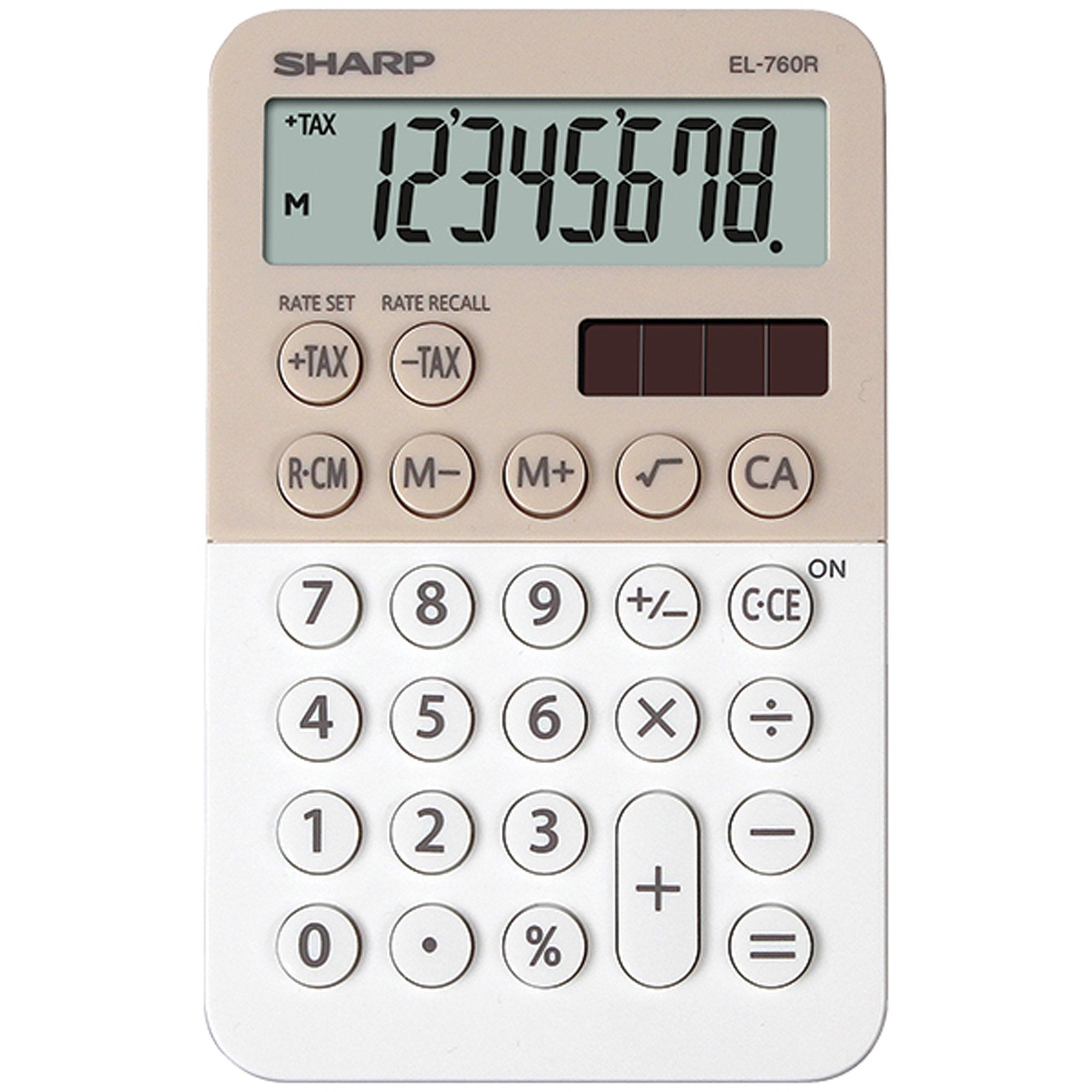 sharp-calcolatrice-tascabile-el-760r-8-cifre-2-colori-design-beige-bianco