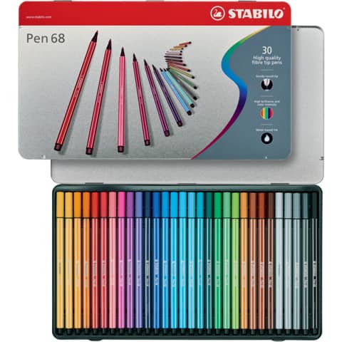 stabilo-pennarelli-pen-68-1-mm-scatola-metallo-assortiti-conf-30-pezzi-6830-6