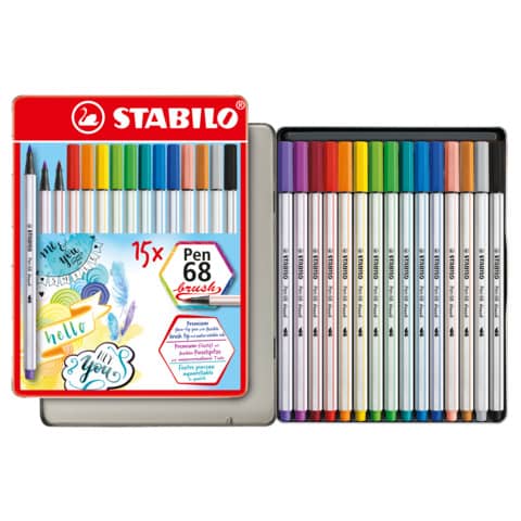 stabilo-pennarelli-pen-68-brush-punta-pennello-m-1-mm-assortiti-scatola-metallo-15-pz-568-15-32