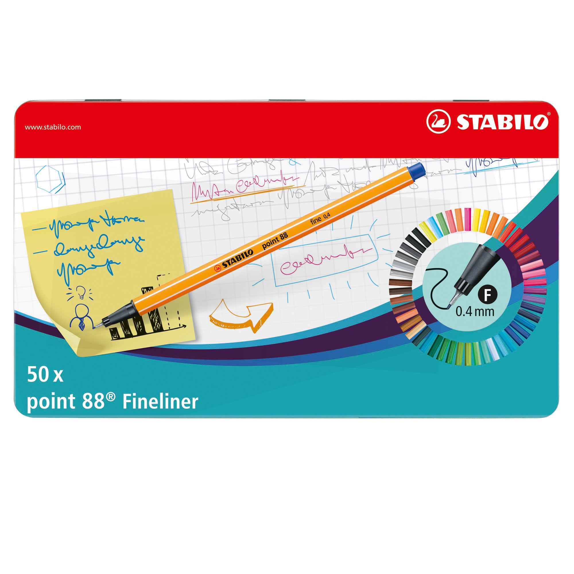 stabilo-scatola-metallo-50-pz-point-88-colori-assortiti