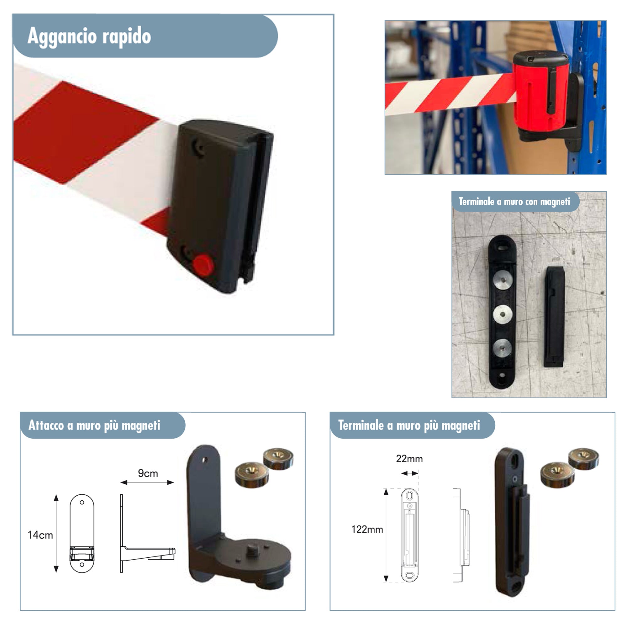 studio-t-kit-testina-rondo-tensa-nastro-estensibile-10m-rosso-bianco-fissaggio-magnetico